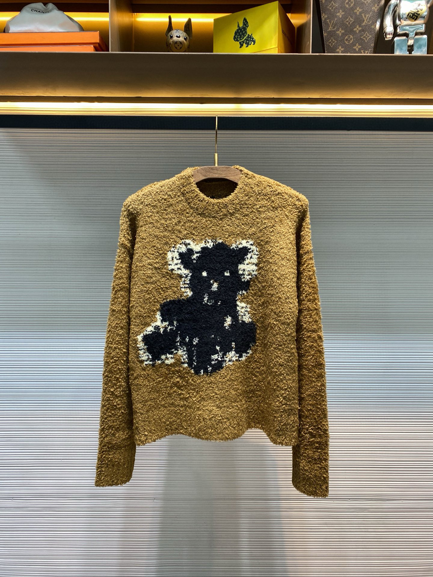 Acne Studios 여성 테디베어 자카드 라운드넥 울 니트 스웨터 10