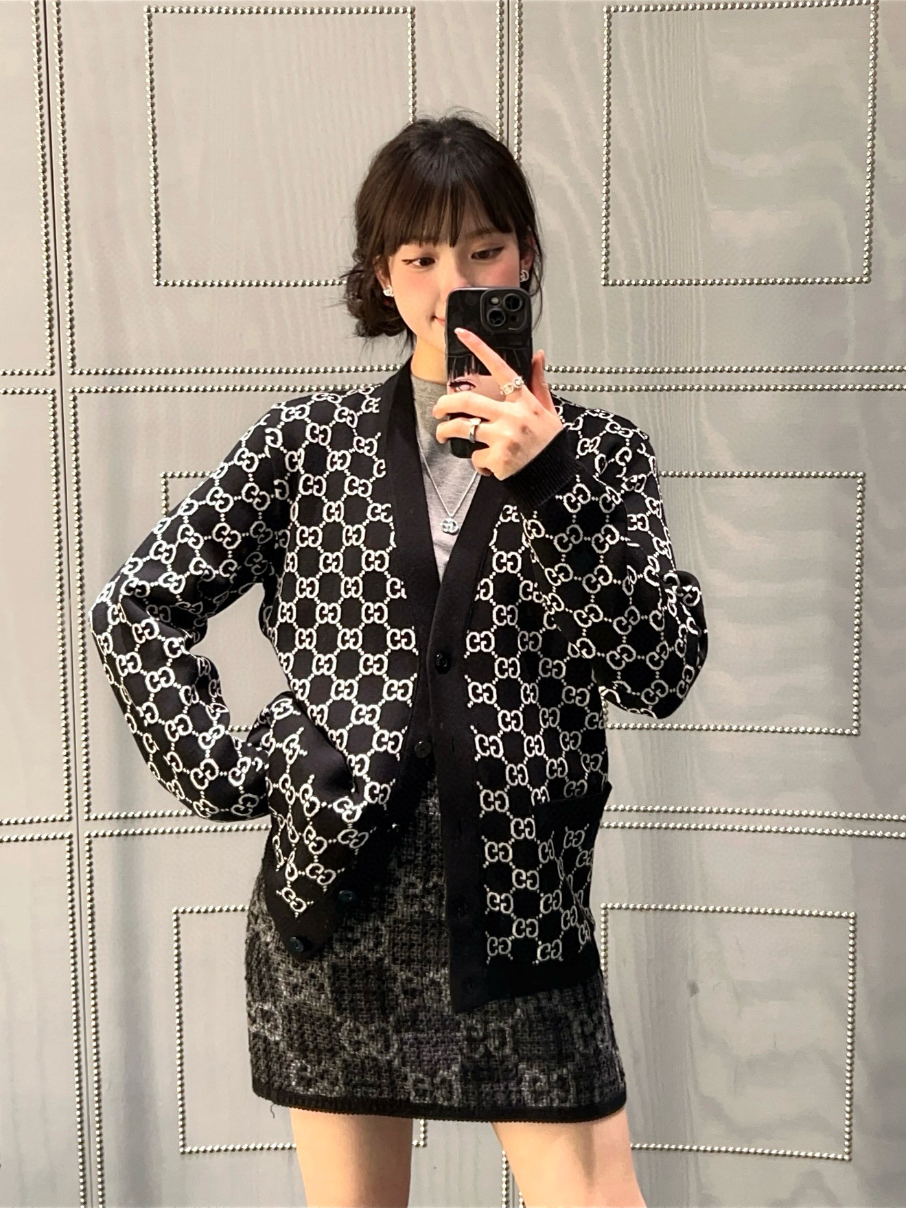 Gucci 구찌 GG 로고 자카드 가디건 1