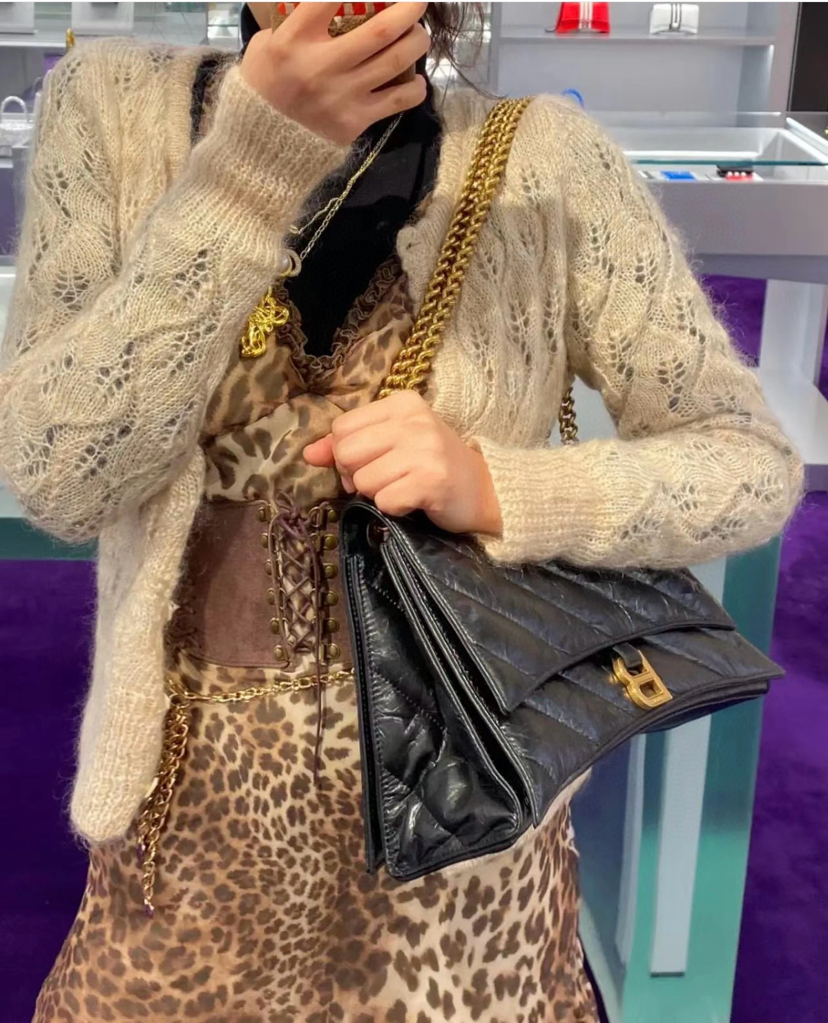 Balenciaga 발렌시아가 크러쉬 체인 숄더백 블랙 라지 3