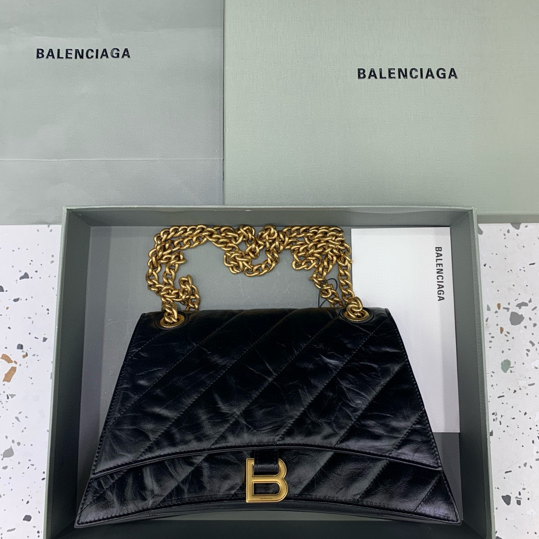 Balenciaga 발렌시아가 크러쉬 오일레더 블랙 골드체인 백 1