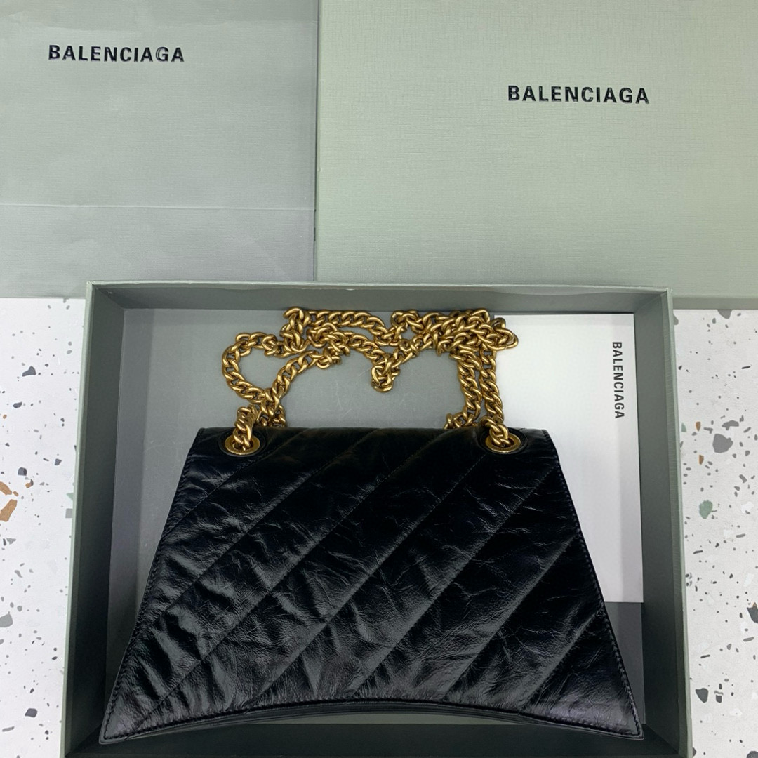 Balenciaga 발렌시아가 크러쉬 오일레더 블랙 골드체인 백 2
