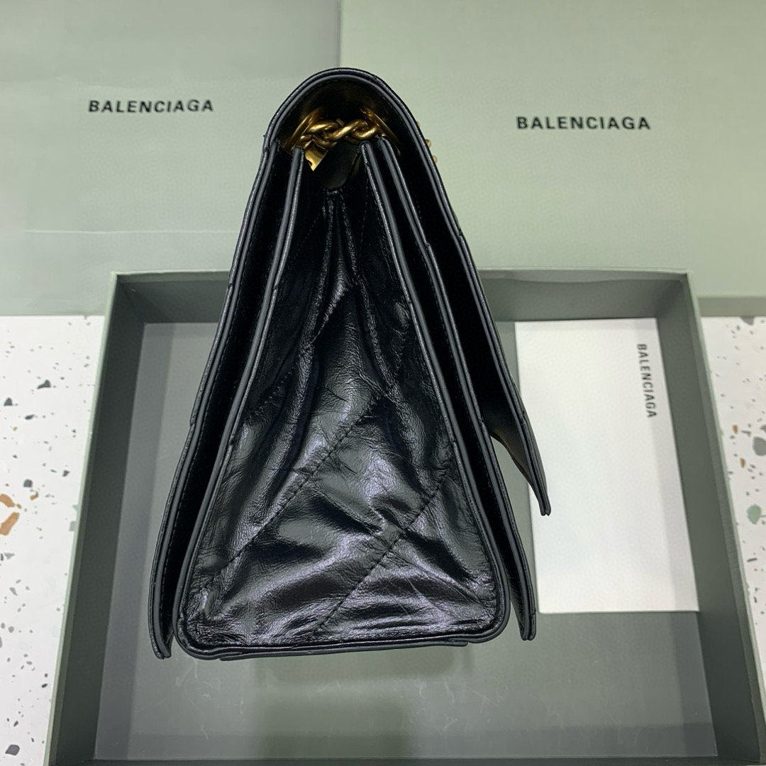 Balenciaga 발렌시아가 크러쉬 오일레더 블랙 골드체인 백 3