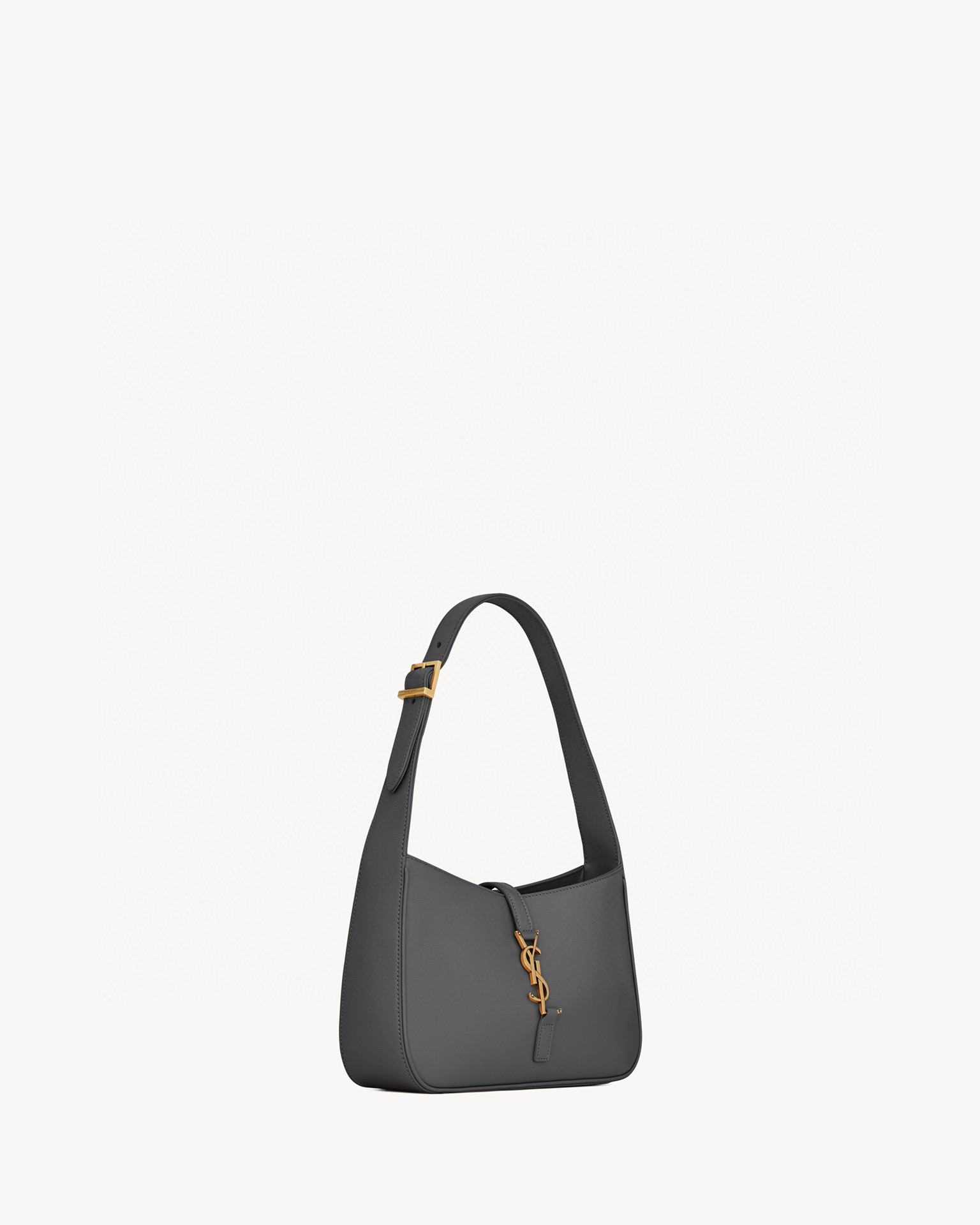 SAINT LAURENT LE 5 À 7 광택 가죽 호보 백 (그레이) 5