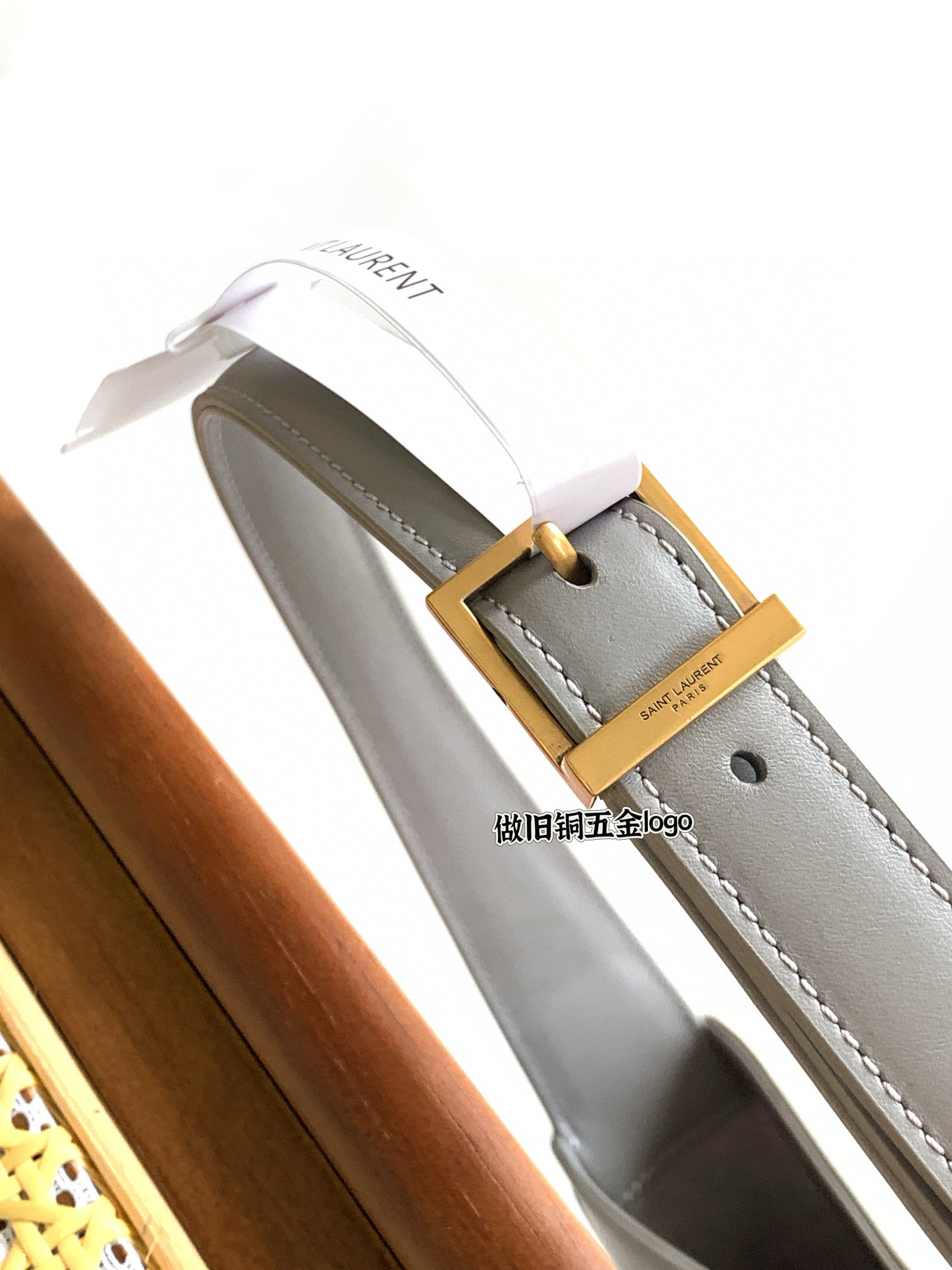 SAINT LAURENT LE 5 À 7 광택 가죽 호보 백 (그레이) 12