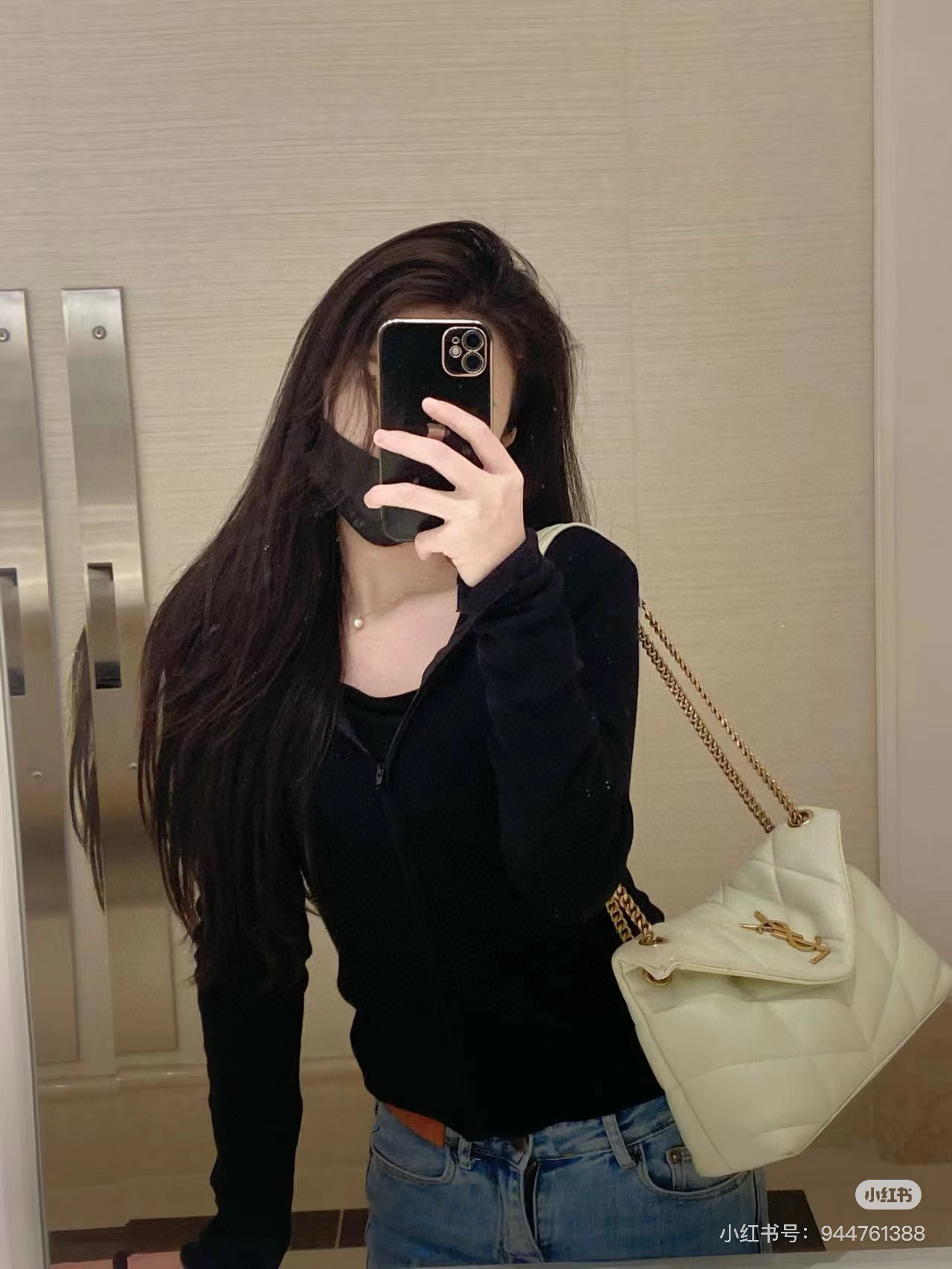 SAINT LAURENT PUFFER 소형 양가죽 숄더백 1