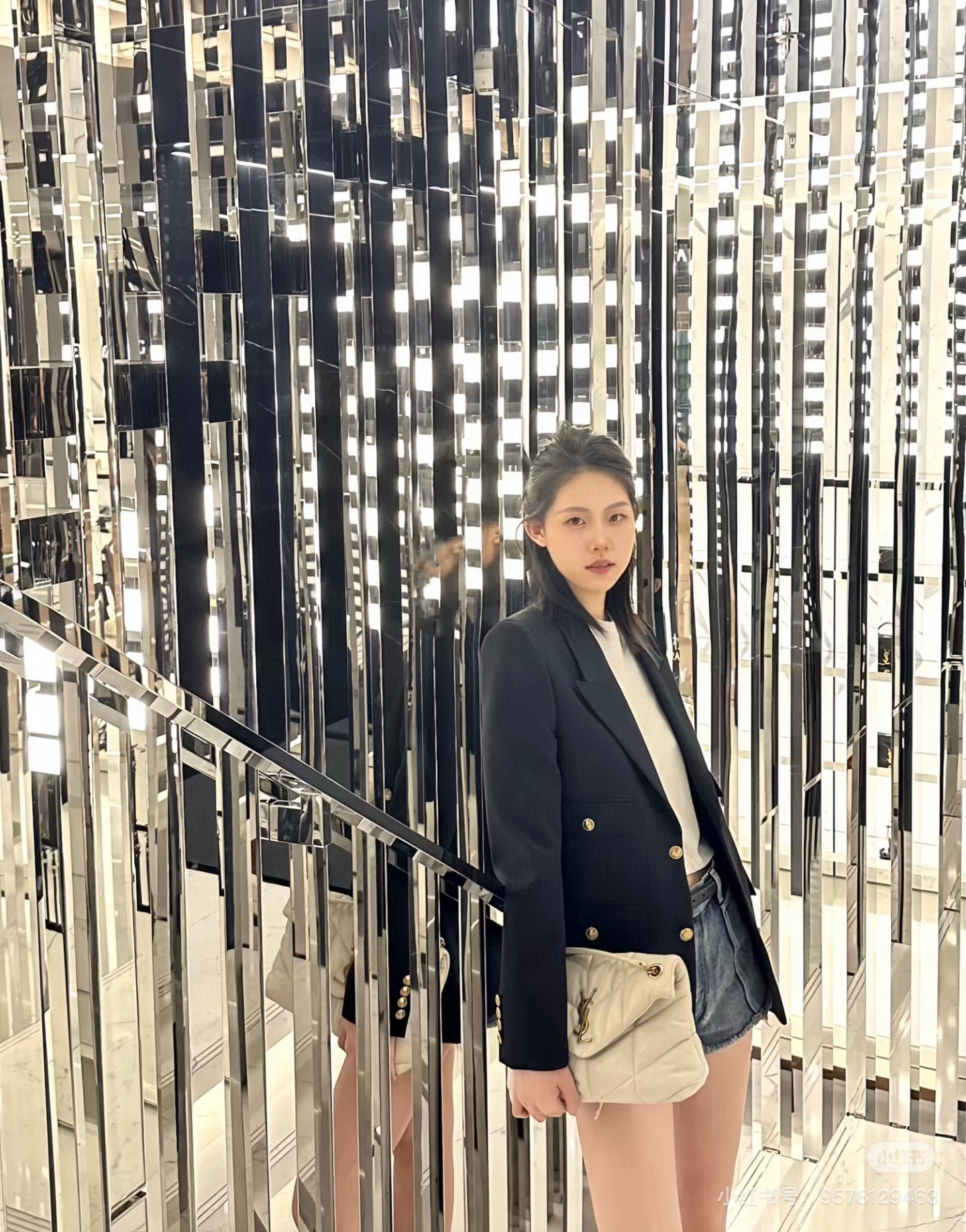 SAINT LAURENT PUFFER 소형 양가죽 숄더백 2