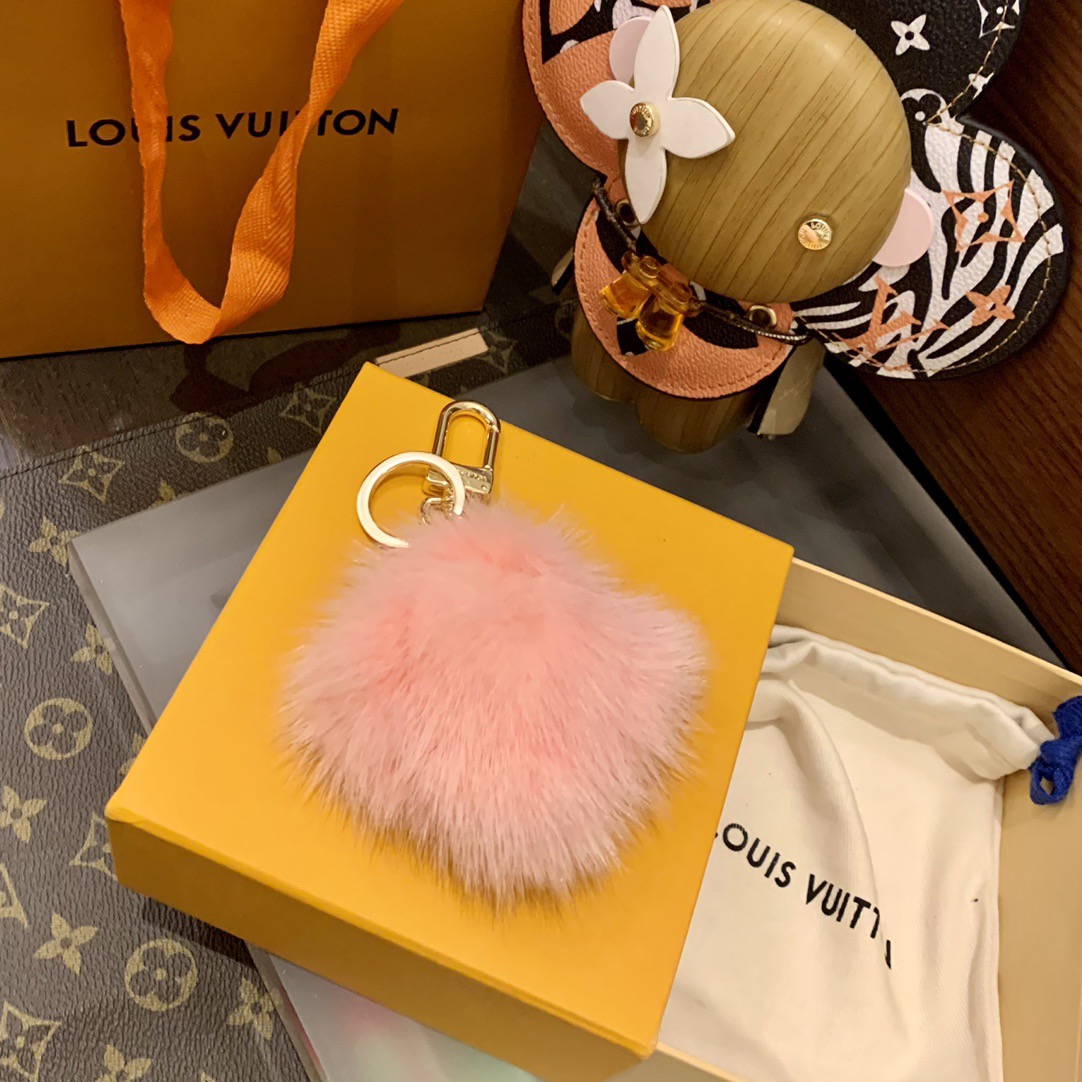 Louis Vuitton 루이비통 핑크 퍼 모노그램 참 키링 6