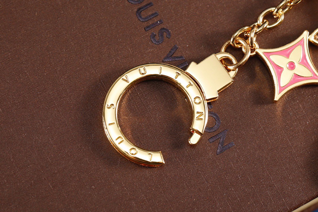 Louis Vuitton 루이비통 모노그램 플라워 골드 체인 키링 5