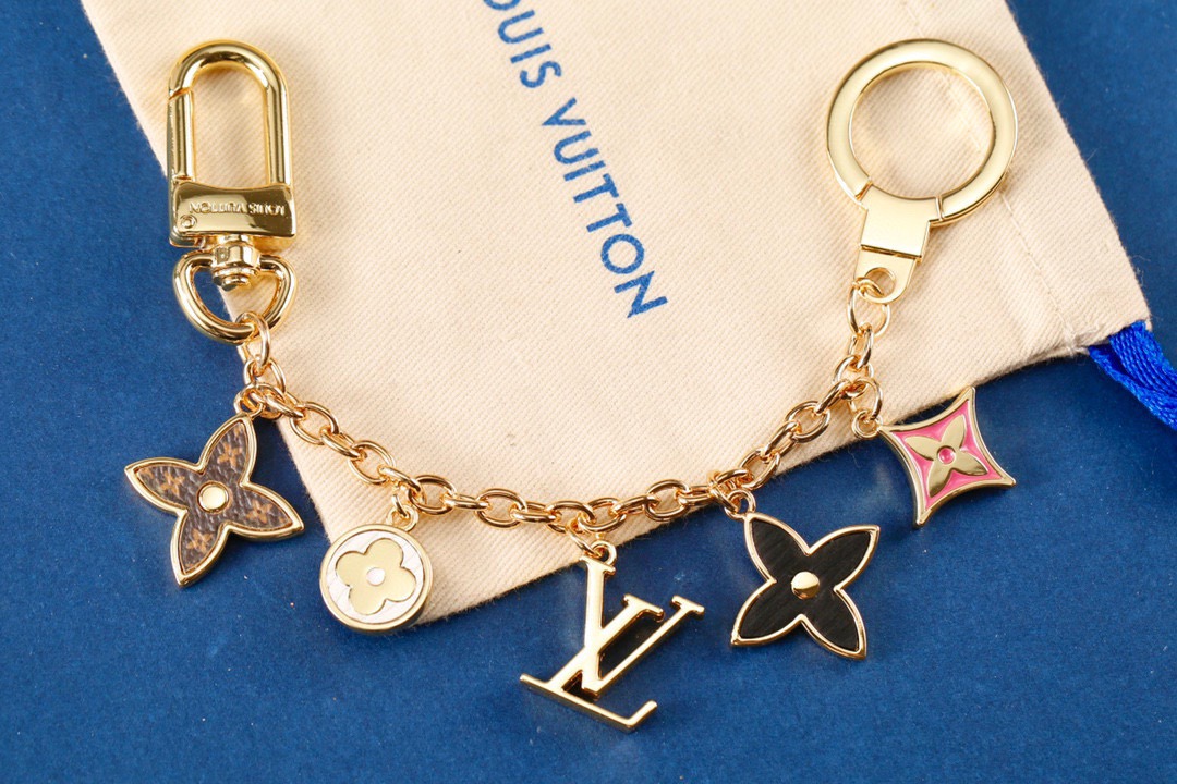 Louis Vuitton 루이비통 모노그램 플라워 골드 체인 키링 8