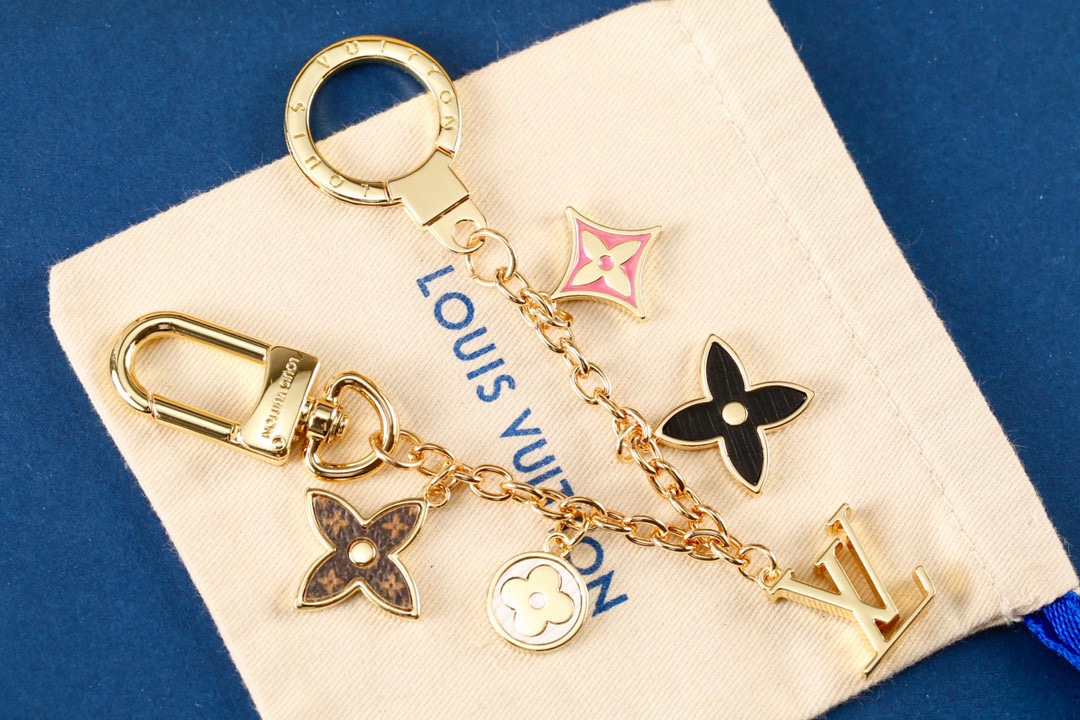 Louis Vuitton 루이비통 모노그램 플라워 골드 체인 키링 9