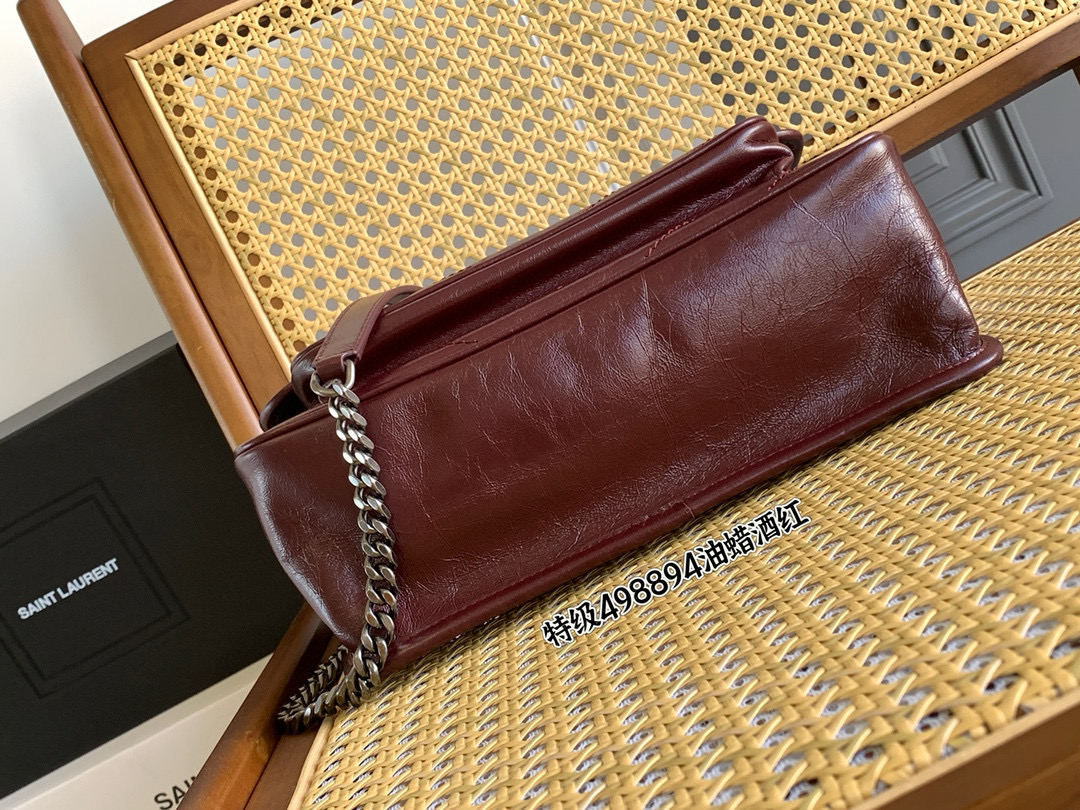 Saint Laurent NIKI 중사이즈 빈티지 레더 체인 숄더백 와인레드 10