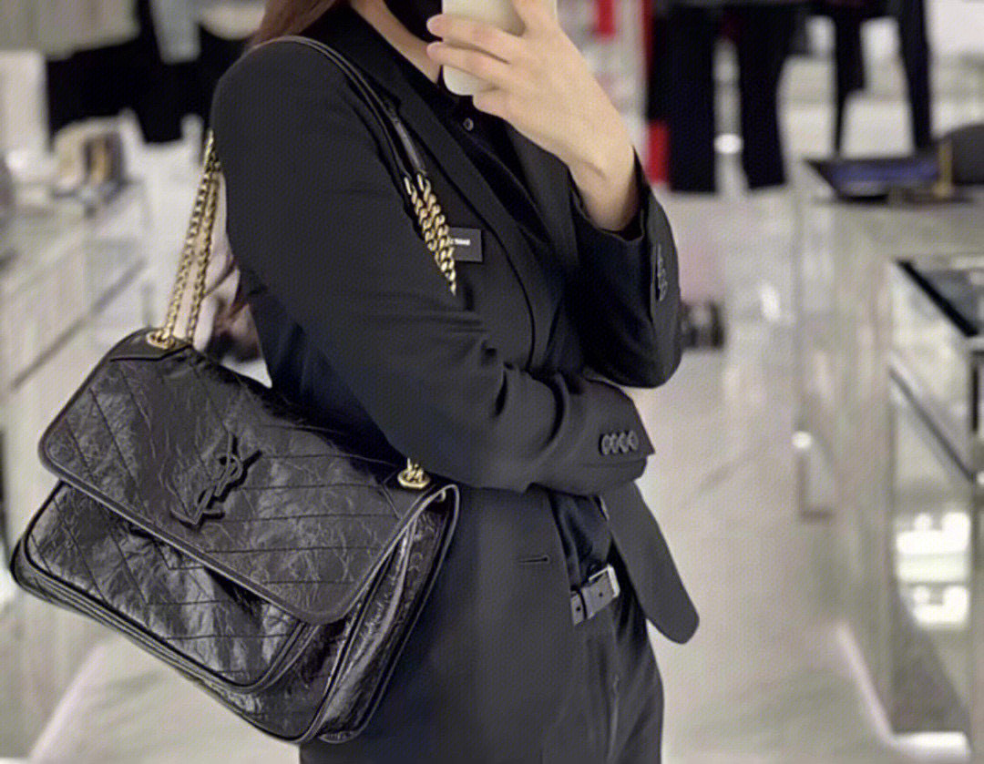 Saint Laurent 생로랑 니키 미디움 빈티지 레더 숄더백 6