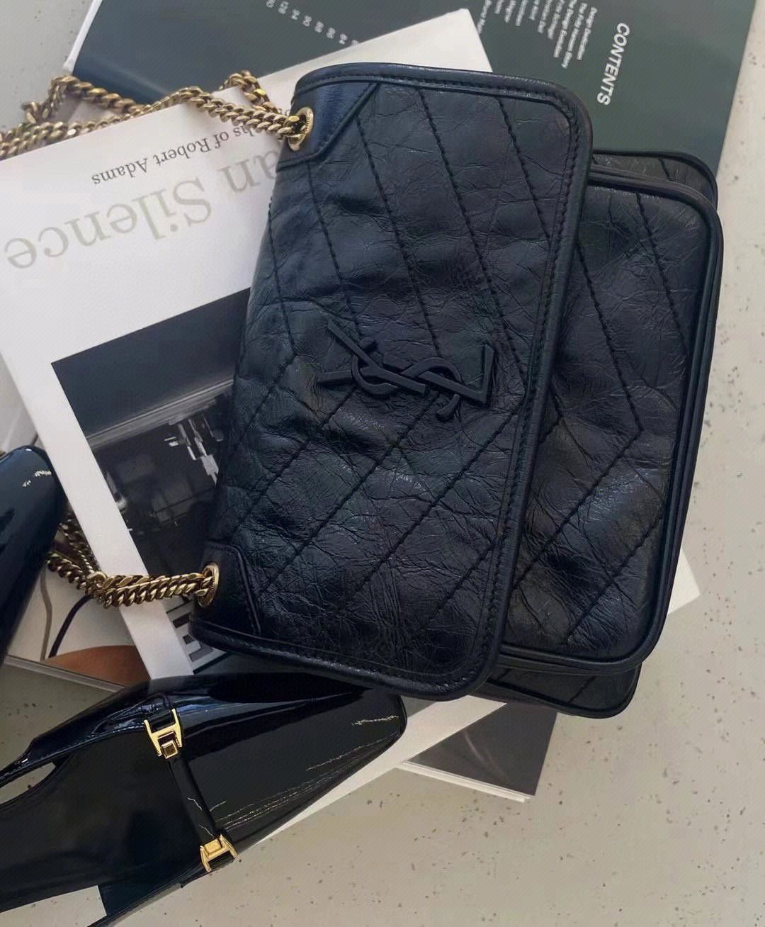 Saint Laurent 생로랑 니키 미디움 빈티지 레더 숄더백 7