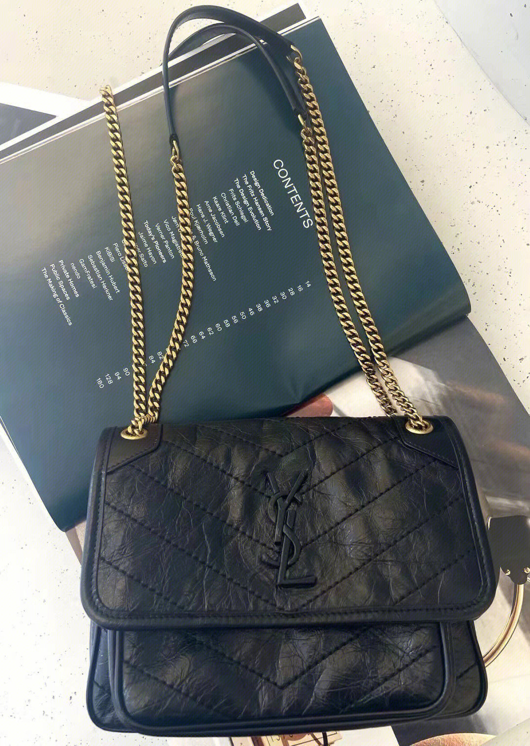 Saint Laurent 생로랑 니키 미디움 빈티지 레더 숄더백 8