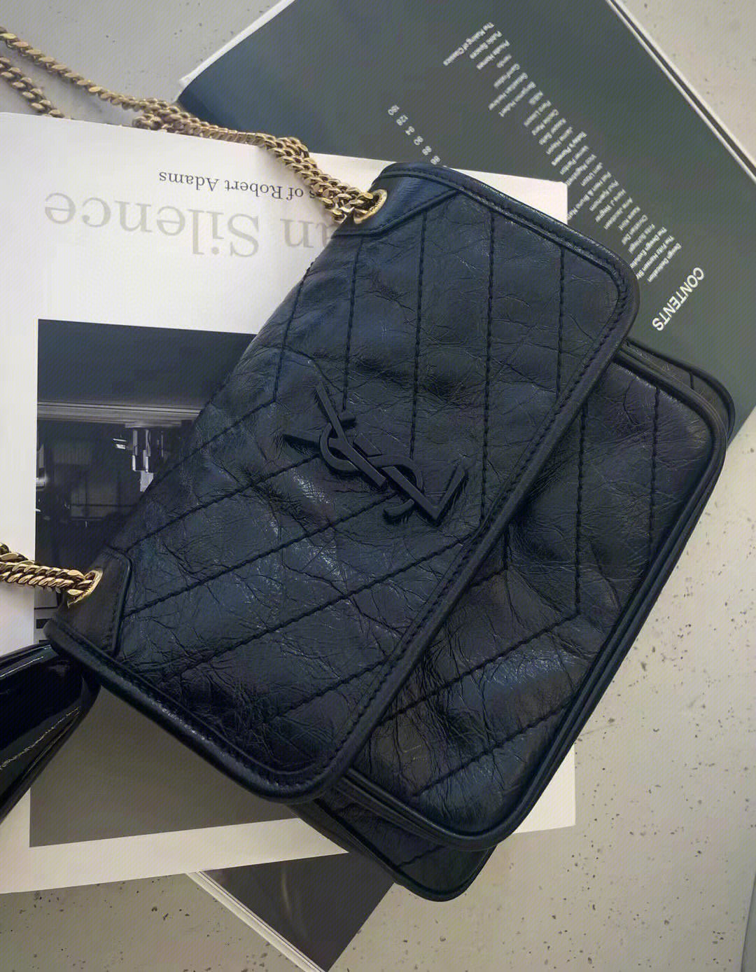 Saint Laurent 생로랑 니키 미디움 빈티지 레더 숄더백 9