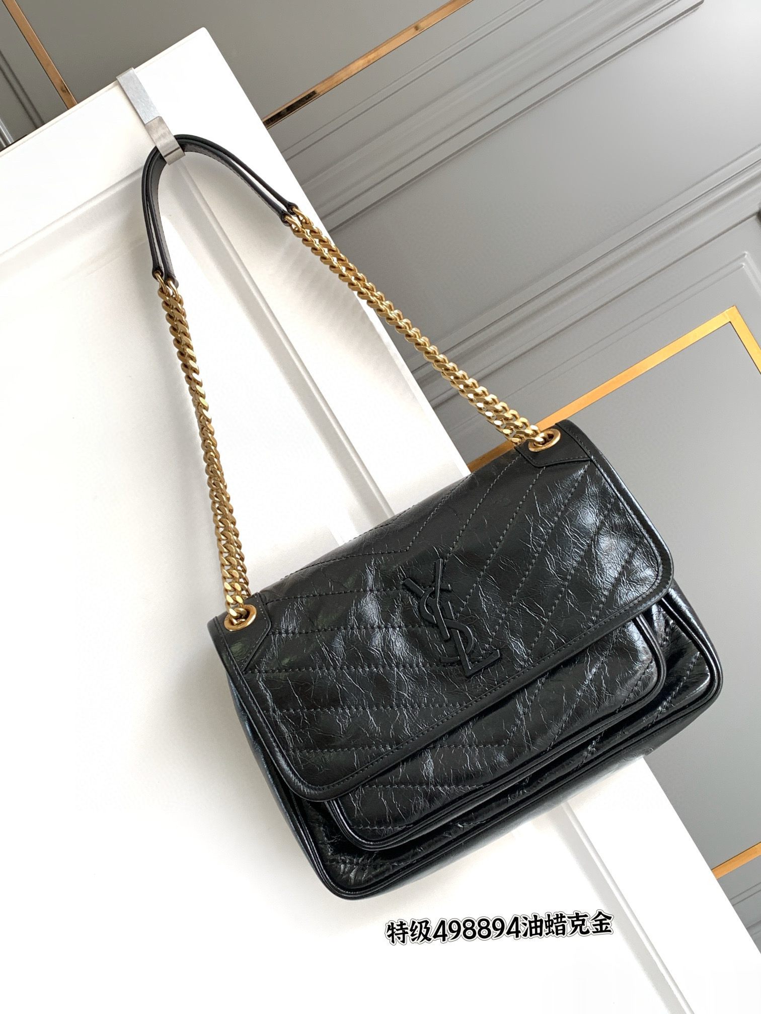 Saint Laurent 생로랑 니키 미디움 빈티지 레더 숄더백 16