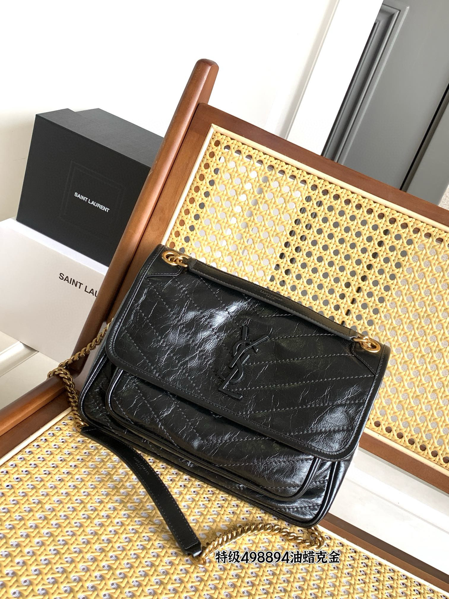 Saint Laurent 생로랑 니키 미디움 빈티지 레더 숄더백 17