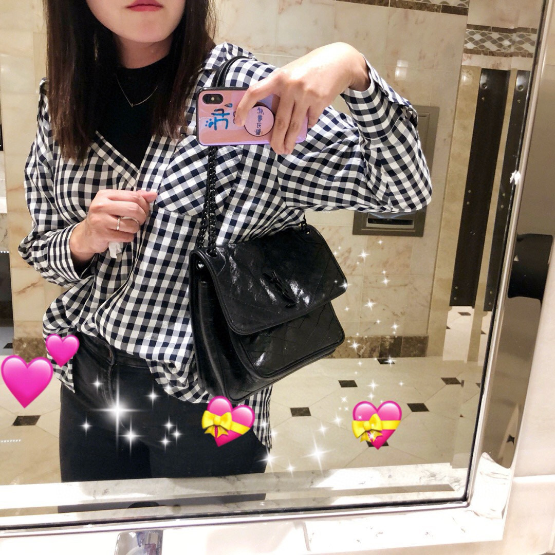 Saint Laurent Niki 중사이즈 빈티지 레더 숄더백 6