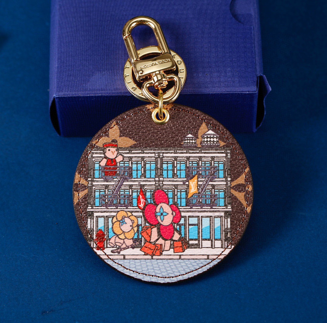 Louis Vuitton 루이비통 파리 쇼핑 일러스트 라운드 키링 참 5