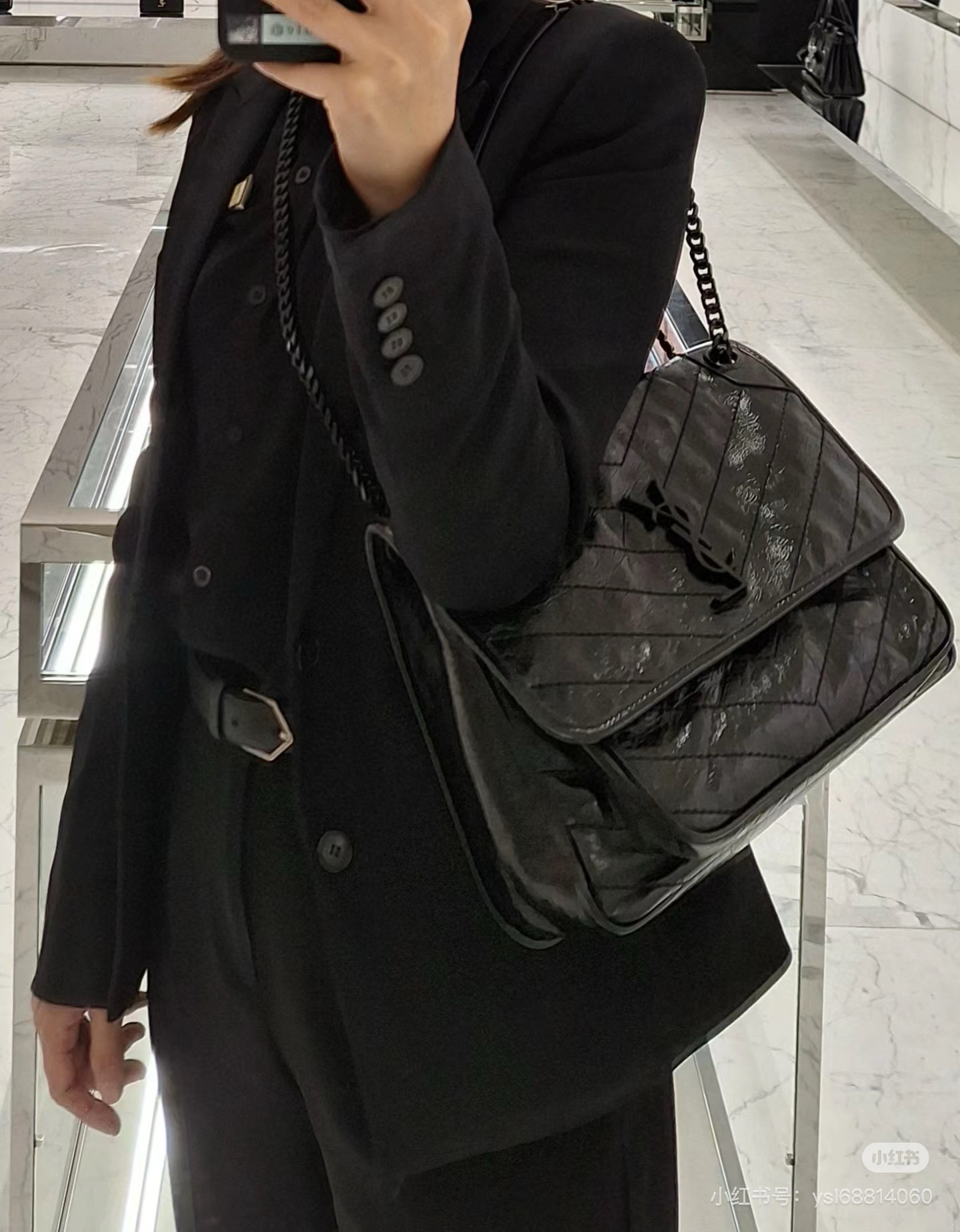 Saint Laurent NIKI 중형 빈티지 레더 숄더백 8