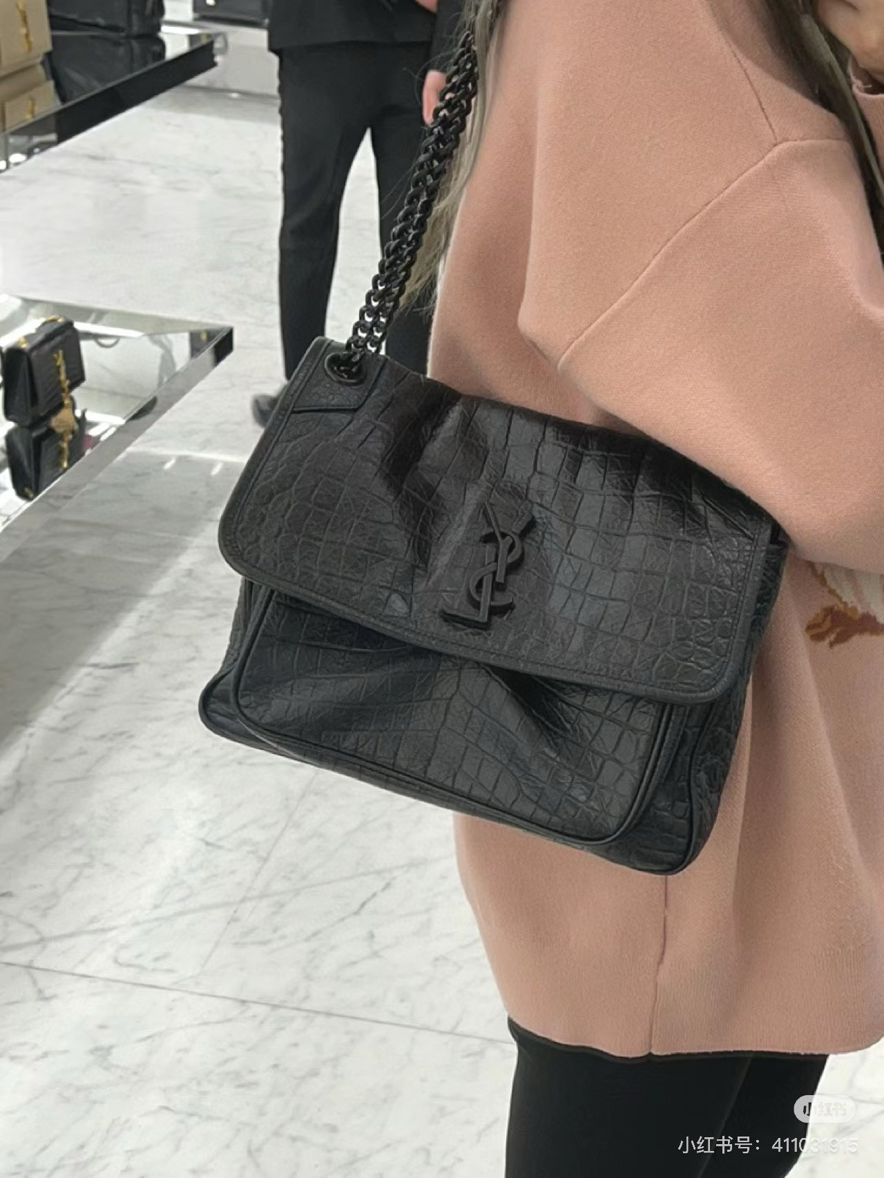 Saint Laurent Niki Baby 니키 베이비 악어엠보 가죽 체인백 3