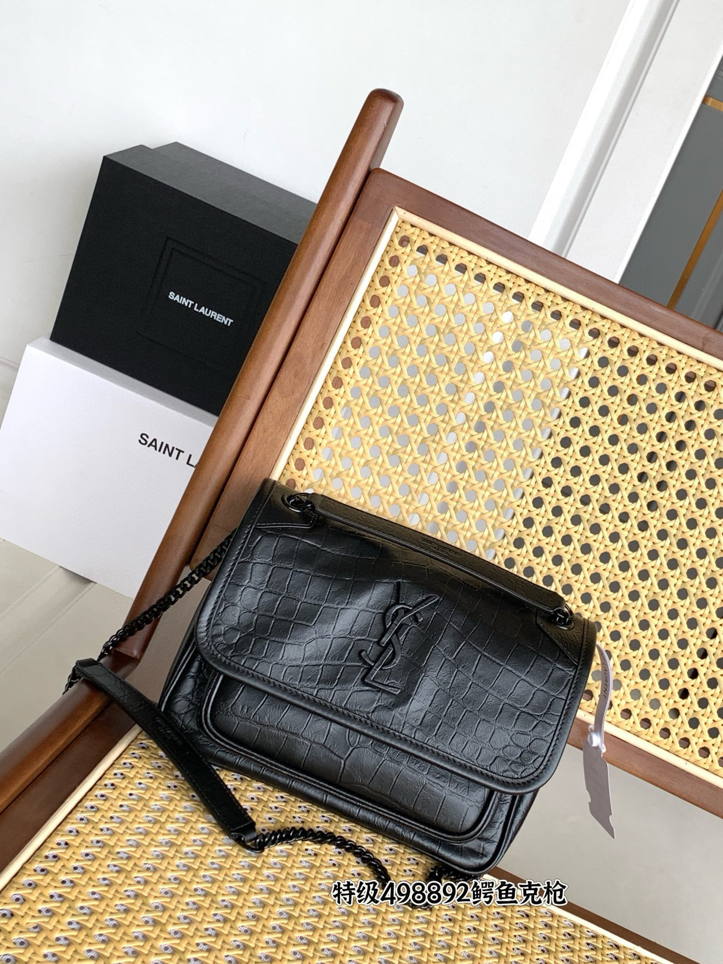 Saint Laurent Niki Baby 니키 베이비 악어엠보 가죽 체인백 10