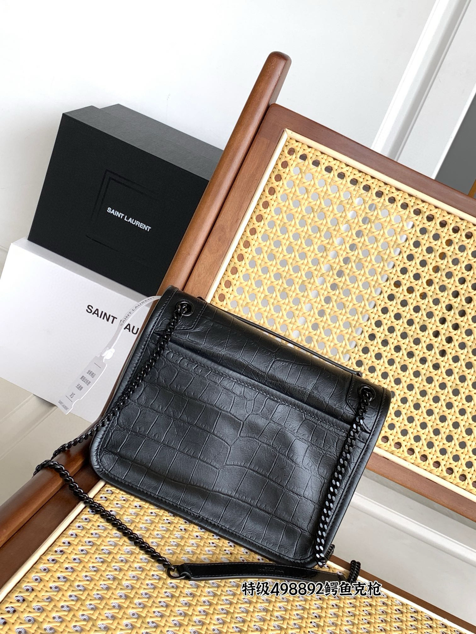 Saint Laurent Niki Baby 니키 베이비 악어엠보 가죽 체인백 12