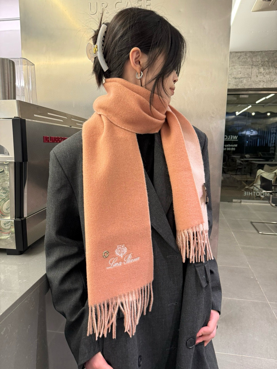 Loro Piana 노悠爾雅 양면 울 머플러 1