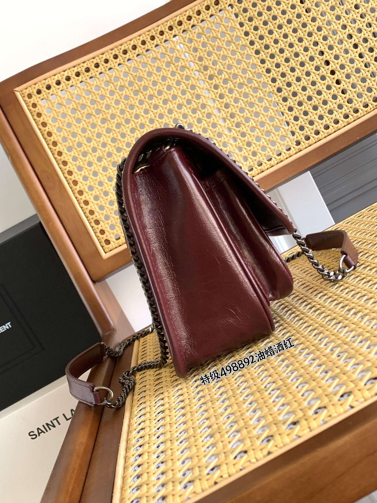 Saint Laurent Niki Baby 니키 베이비 니키 베이비 악어엠보 소가죽 체인백 와인레드 3