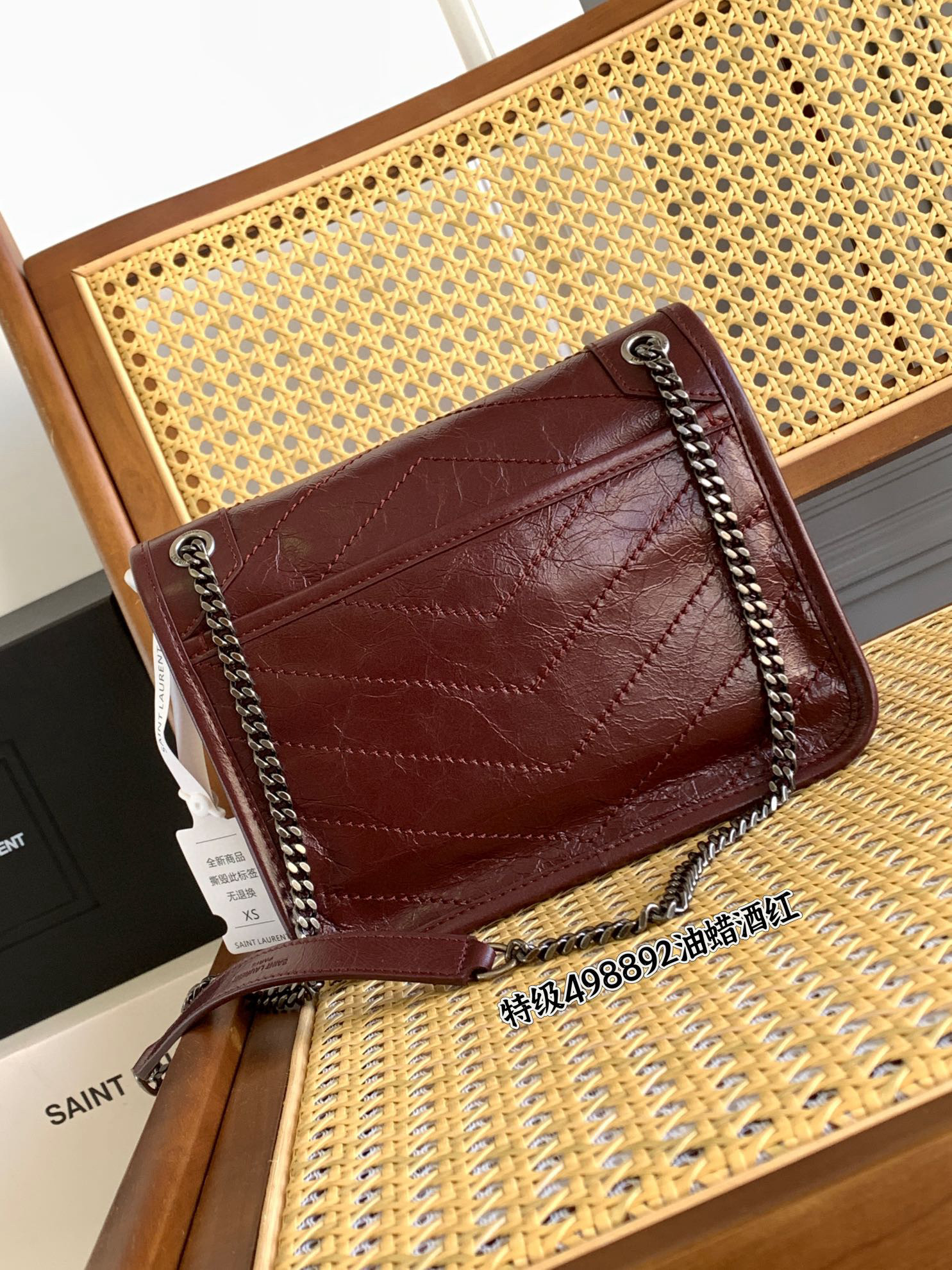 Saint Laurent Niki Baby 니키 베이비 니키 베이비 악어엠보 소가죽 체인백 와인레드 4