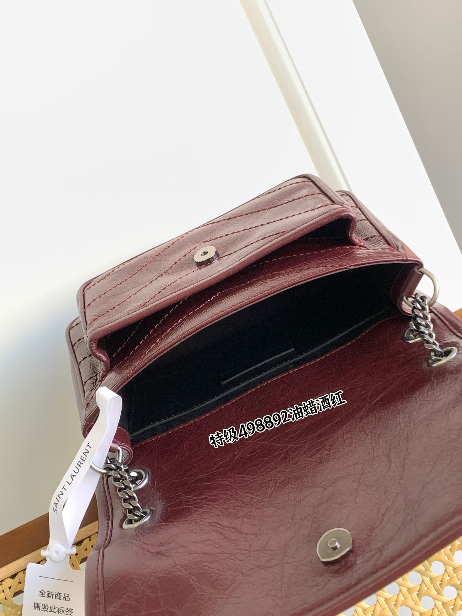 Saint Laurent Niki Baby 니키 베이비 니키 베이비 악어엠보 소가죽 체인백 와인레드 9