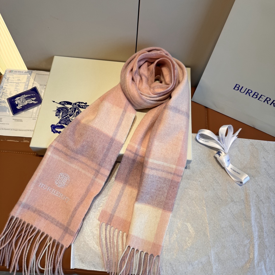 Burberry 버버리 핑크 체크 울 머플러 7