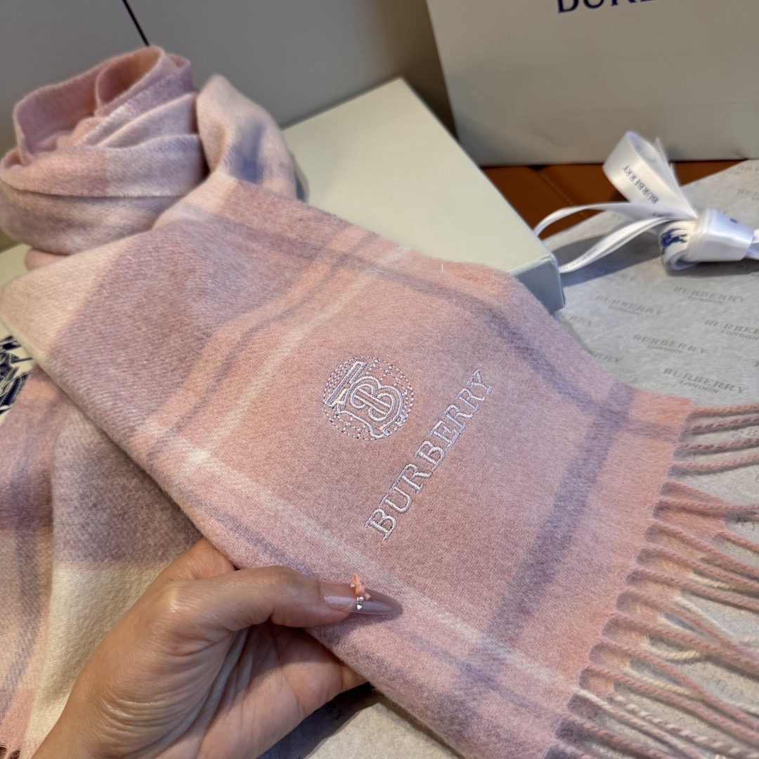 Burberry 버버리 핑크 체크 울 머플러 8