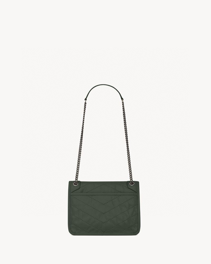 Saint Laurent Niki Baby 니키 베이비 먹색 그린 엠보 가죽 체인백 12