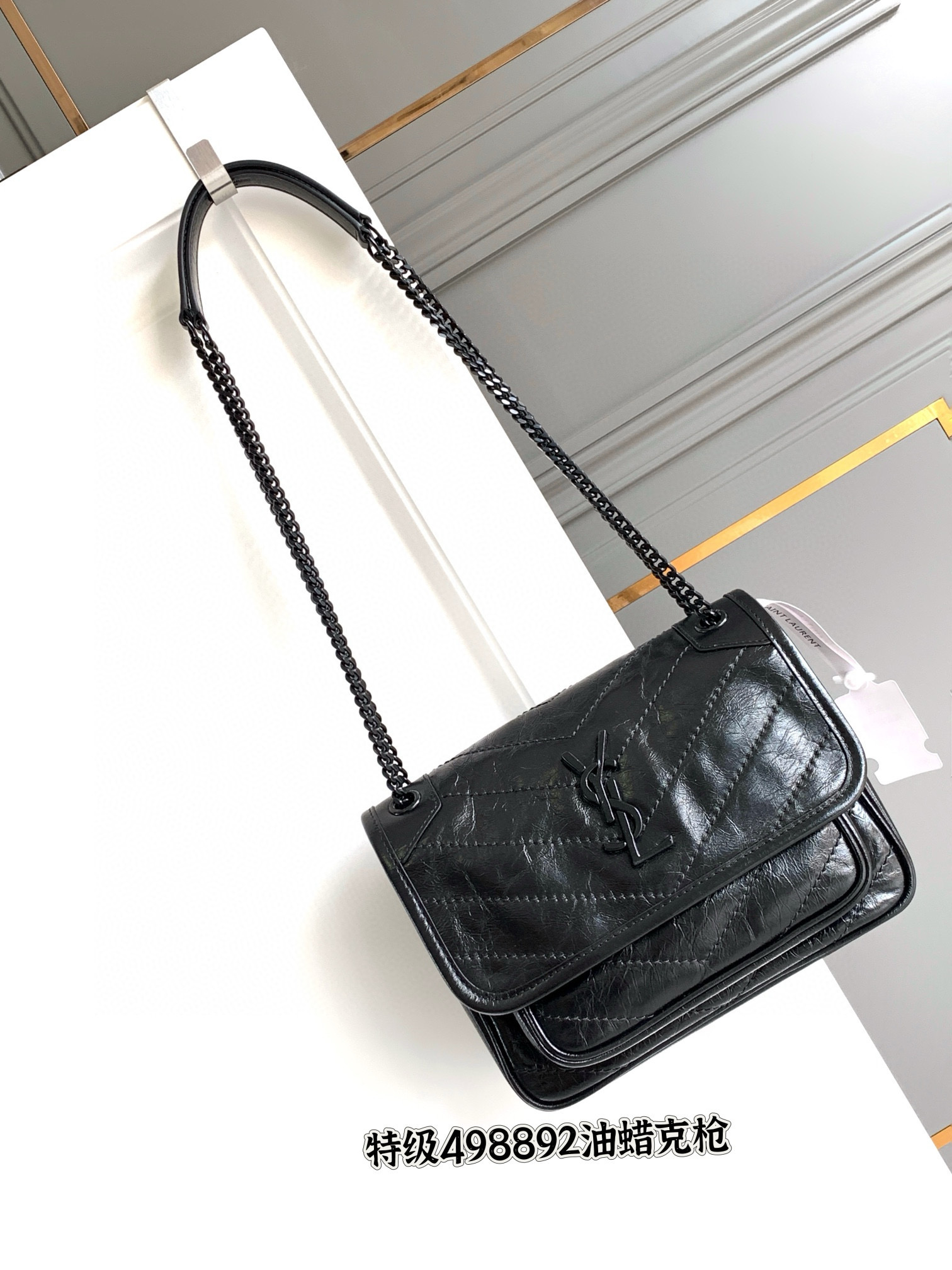 Saint Laurent Niki Baby 니키 베이비 악어가죽 패턴 레더 체인백 9