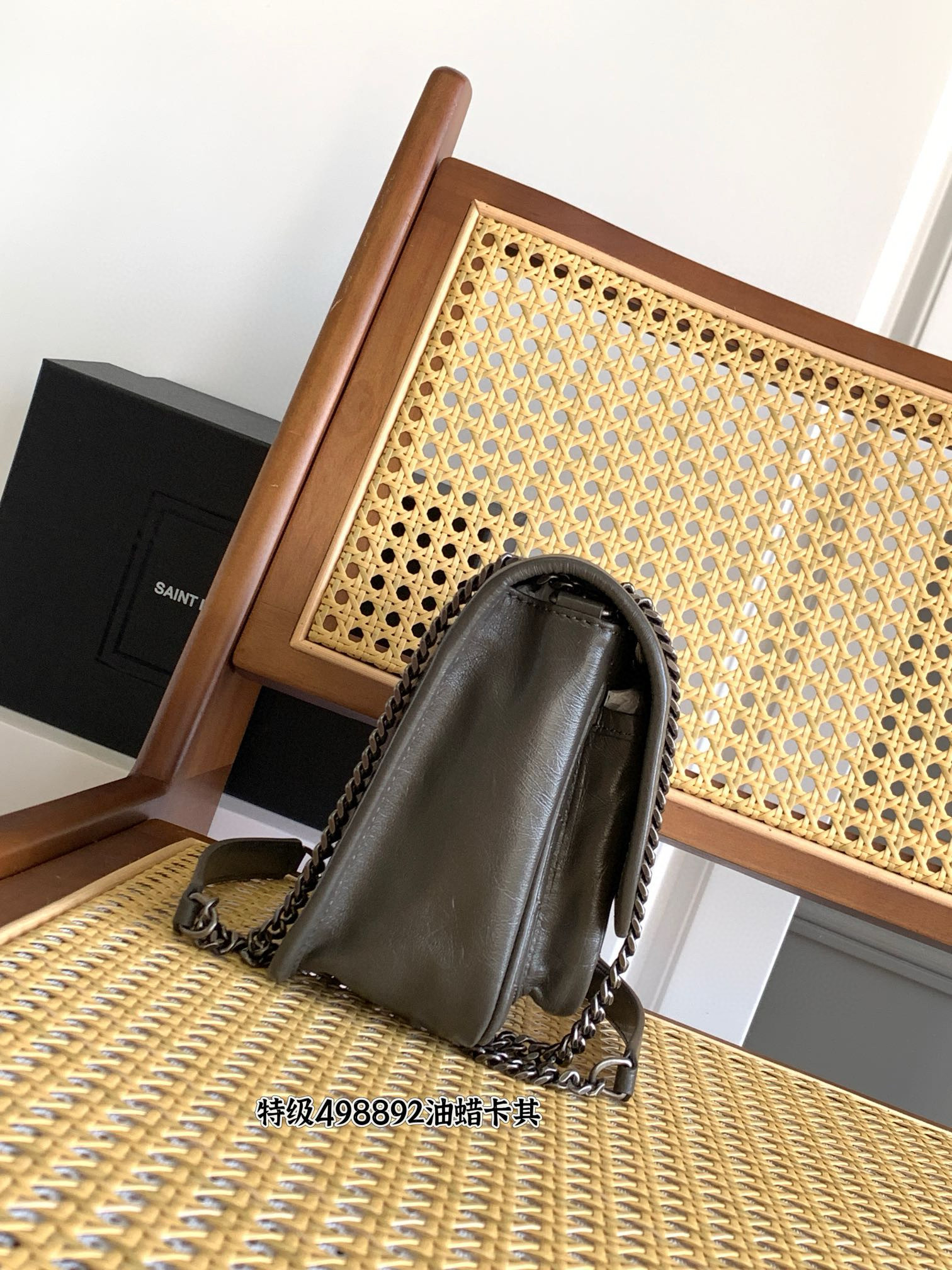 Saint Laurent Niki Baby 니키 베이비 앙고라 엠보 소가죽 체인 숄더백 11