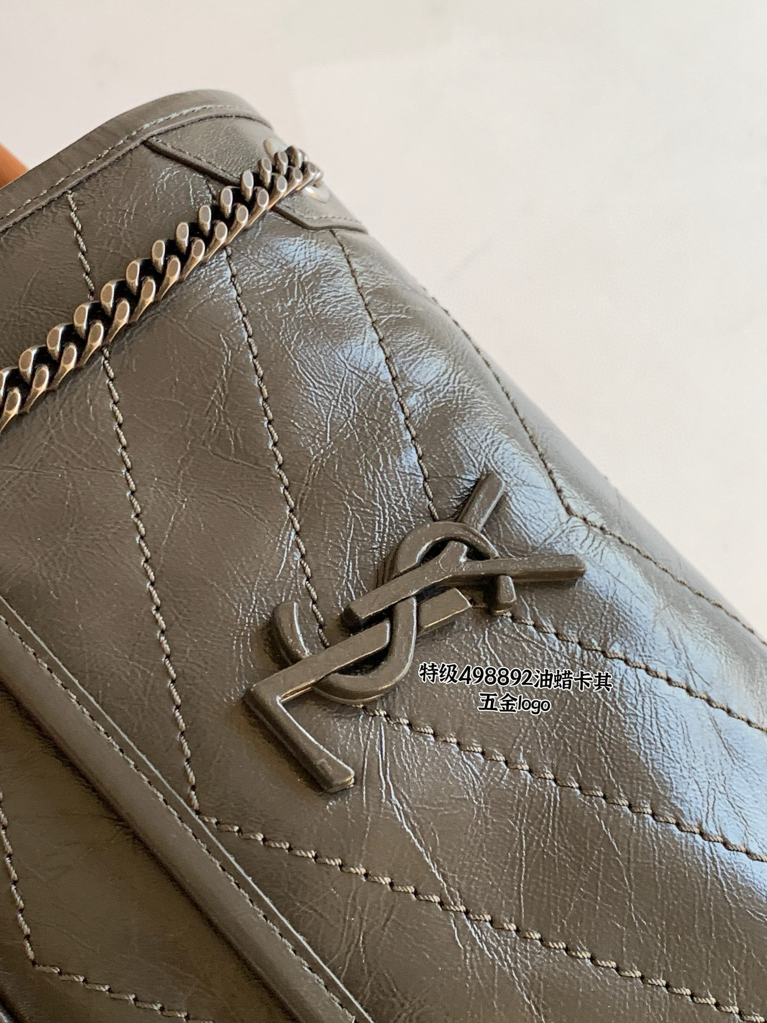 Saint Laurent Niki Baby 니키 베이비 앙고라 엠보 소가죽 체인 숄더백 14