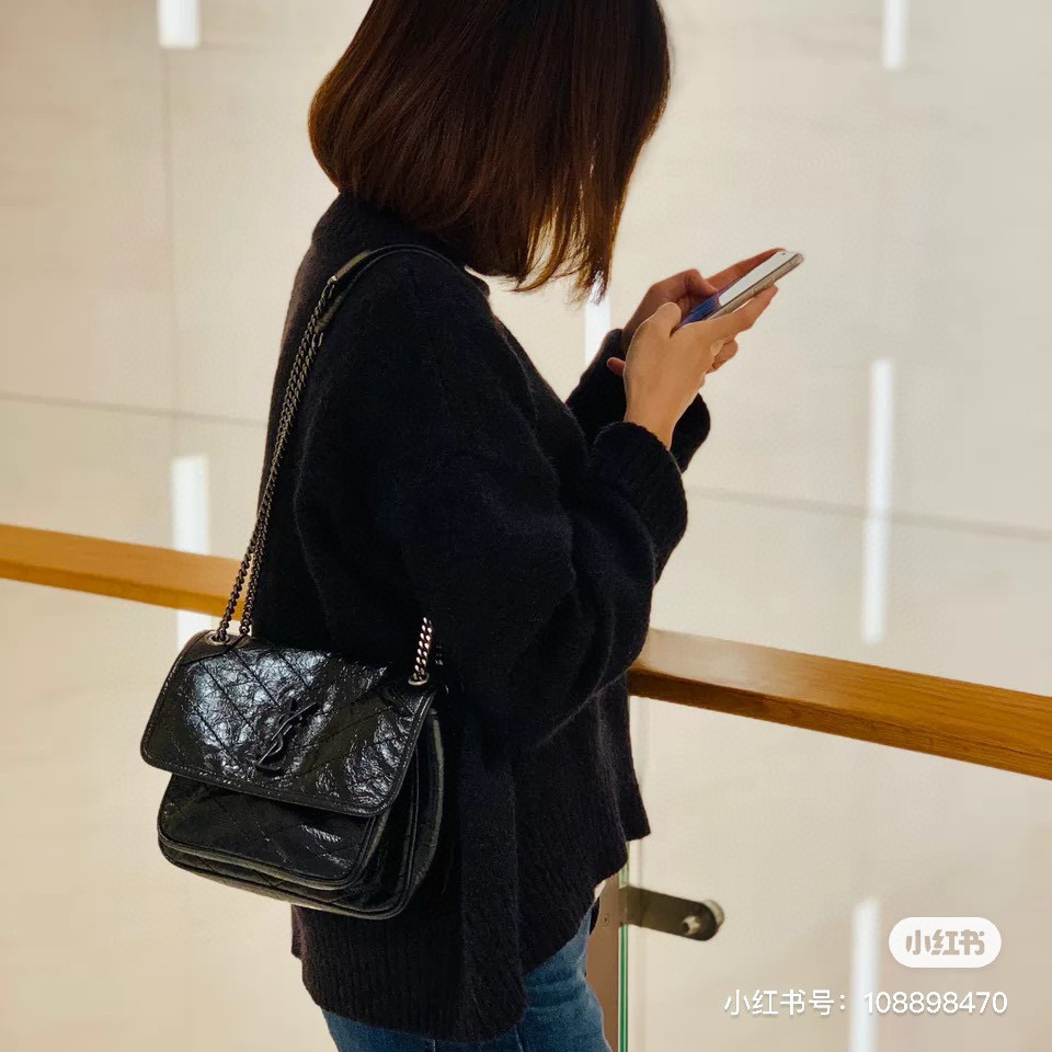 SAINT LAURENT NIKI BABY 블랙 악어엠보 소가죽 체인백 4