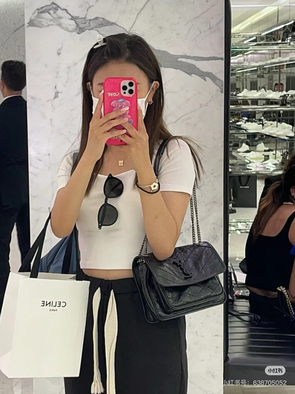 SAINT LAURENT NIKI BABY 블랙 악어엠보 소가죽 체인백 6