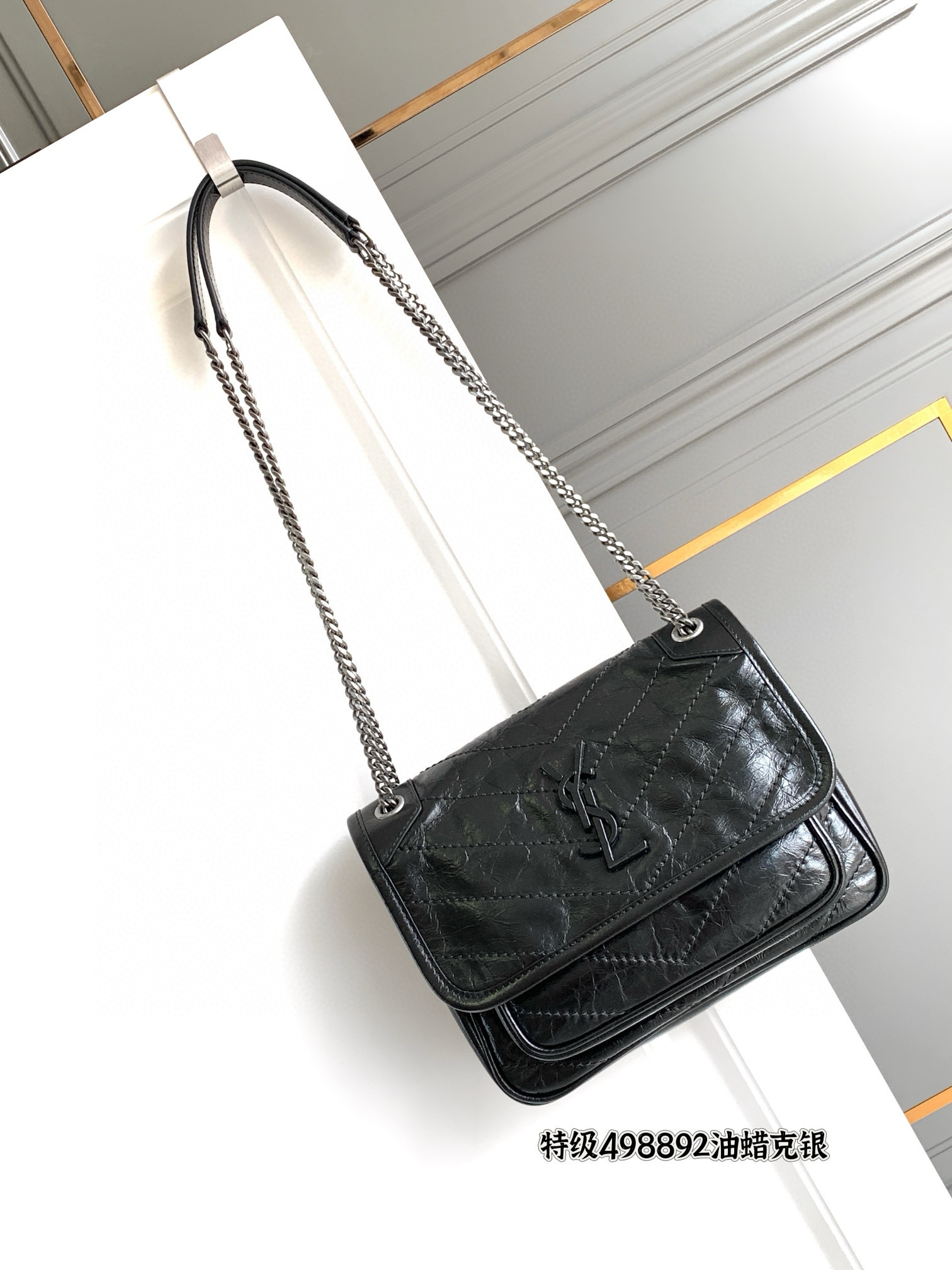 SAINT LAURENT NIKI BABY 블랙 악어엠보 소가죽 체인백 16