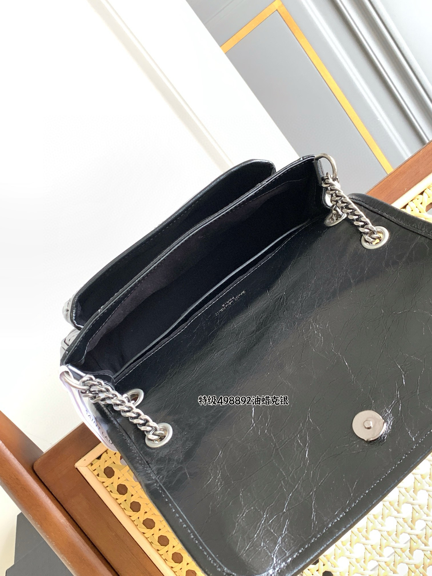 SAINT LAURENT NIKI BABY 블랙 악어엠보 소가죽 체인백 24