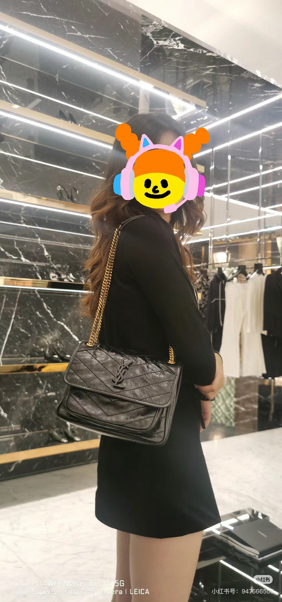 Saint Laurent Niki Baby 니키 베이비 흑어(악어) 압纹 가죽 체인 숄더백 1