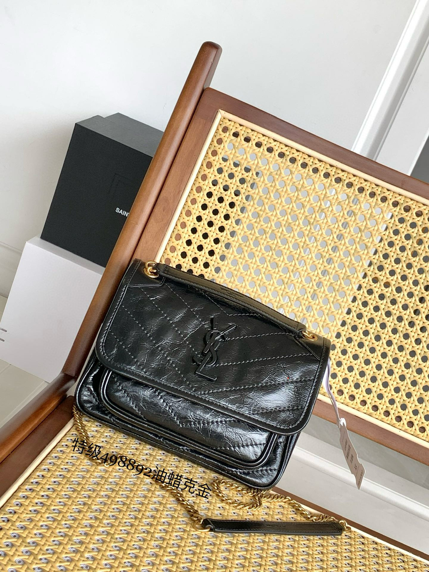 Saint Laurent Niki Baby 니키 베이비 흑어(악어) 압纹 가죽 체인 숄더백 10