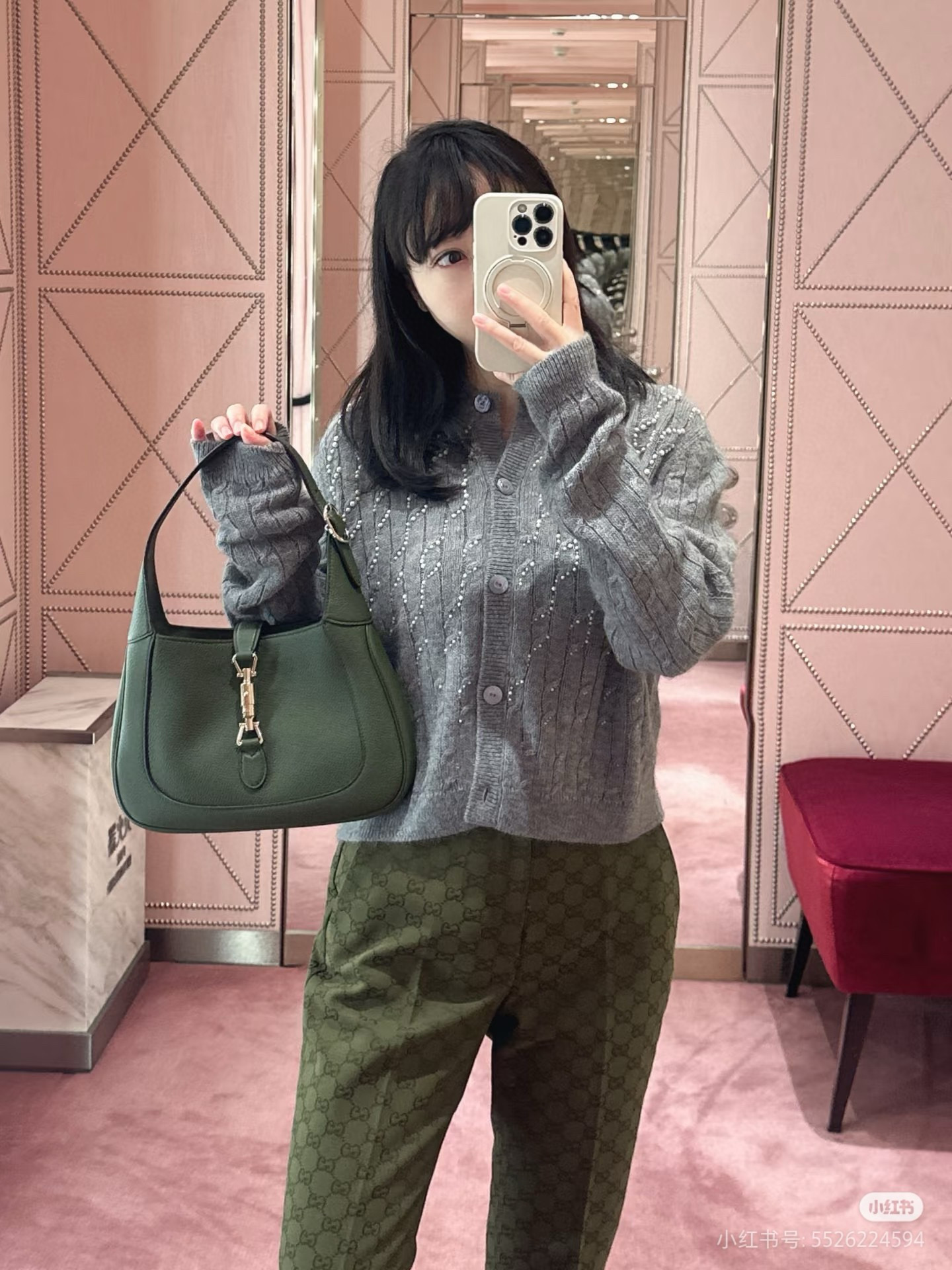 Gucci 구찌 Jackie 1961 스몰 숄더백 올리브 그린 4