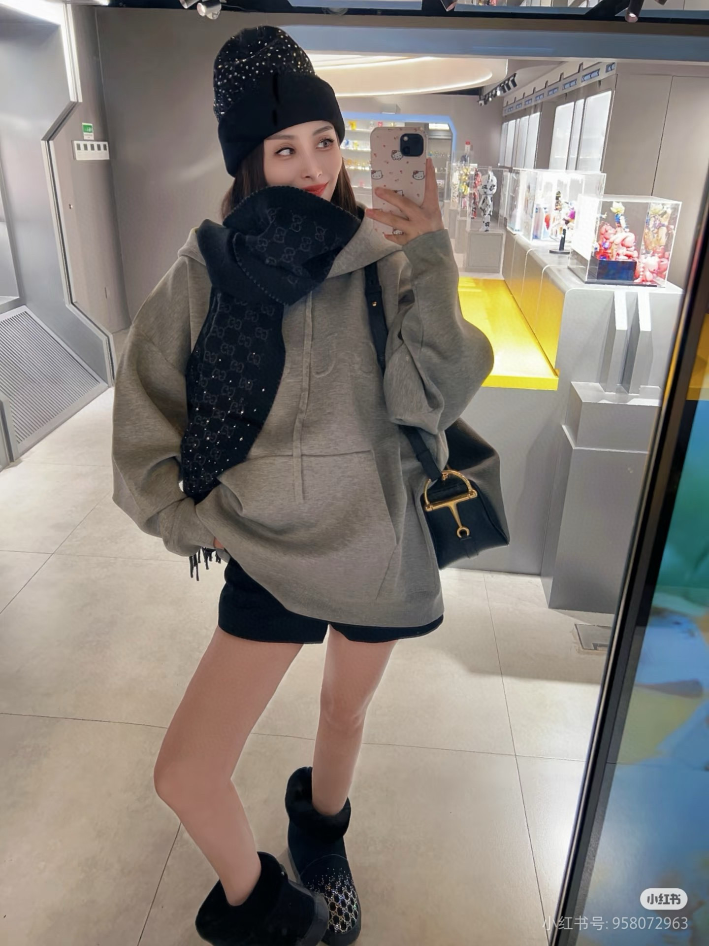 Gucci 구찌 Half Horsebit 블랙 레더 대형 숄더백 5