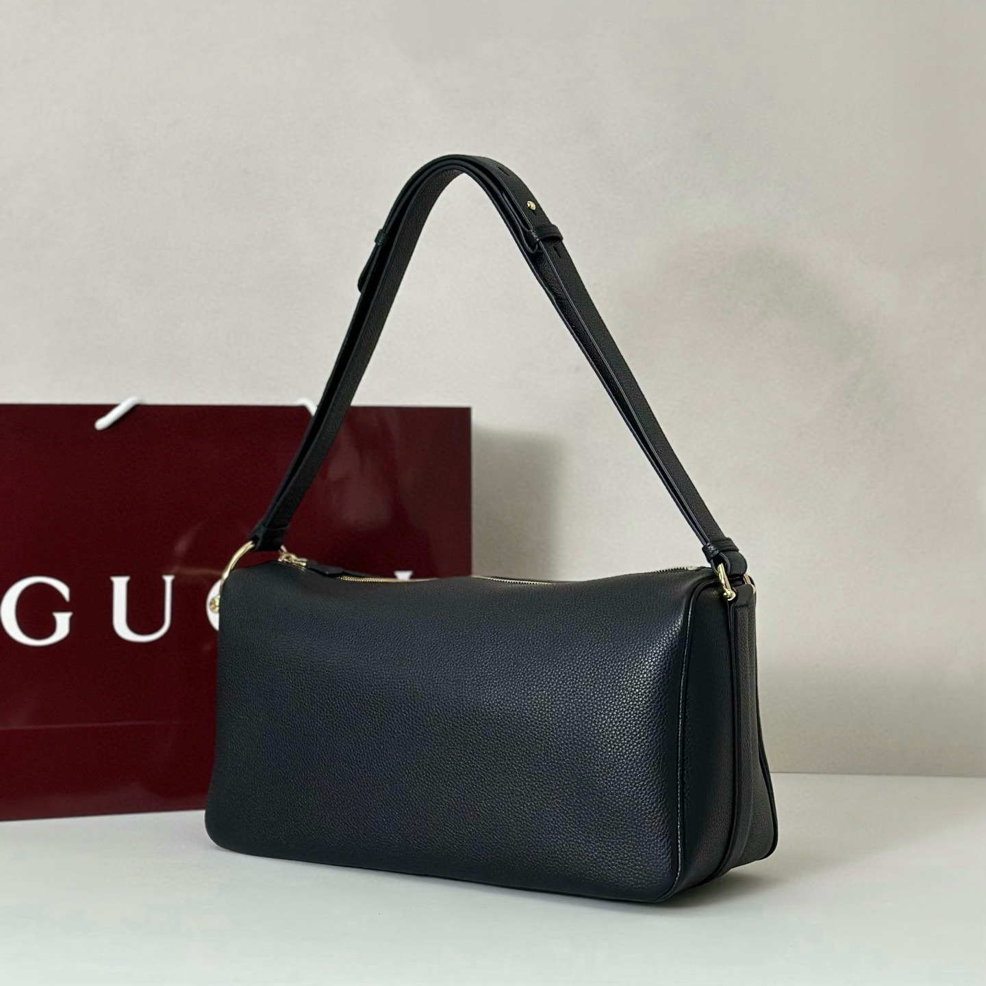 Gucci 구찌 Half Horsebit 블랙 레더 대형 숄더백 9