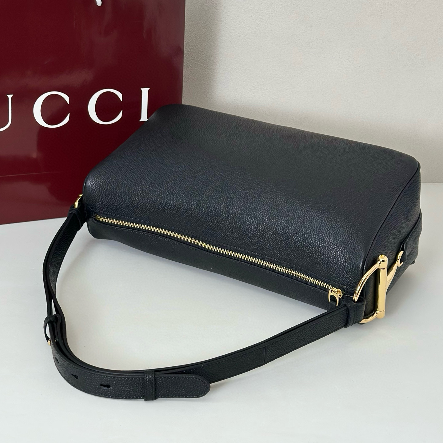 Gucci 구찌 Half Horsebit 블랙 레더 대형 숄더백 12
