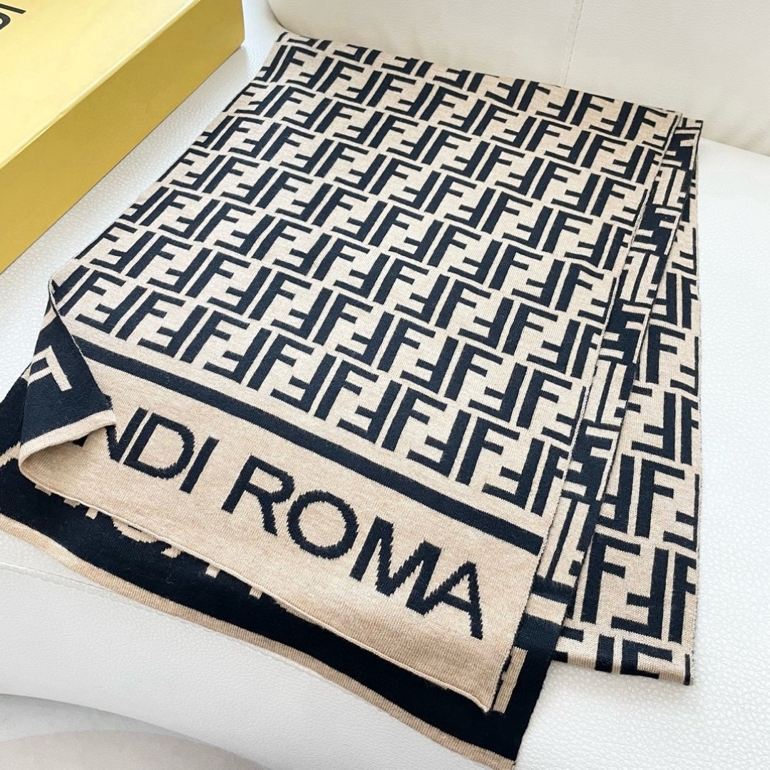 Fendi 펜디 로마 FF 로고 울 머플러 4