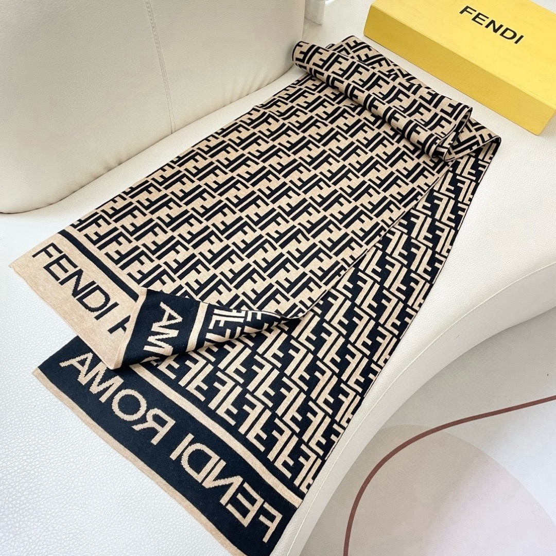 Fendi 펜디 로마 FF 로고 울 머플러 5