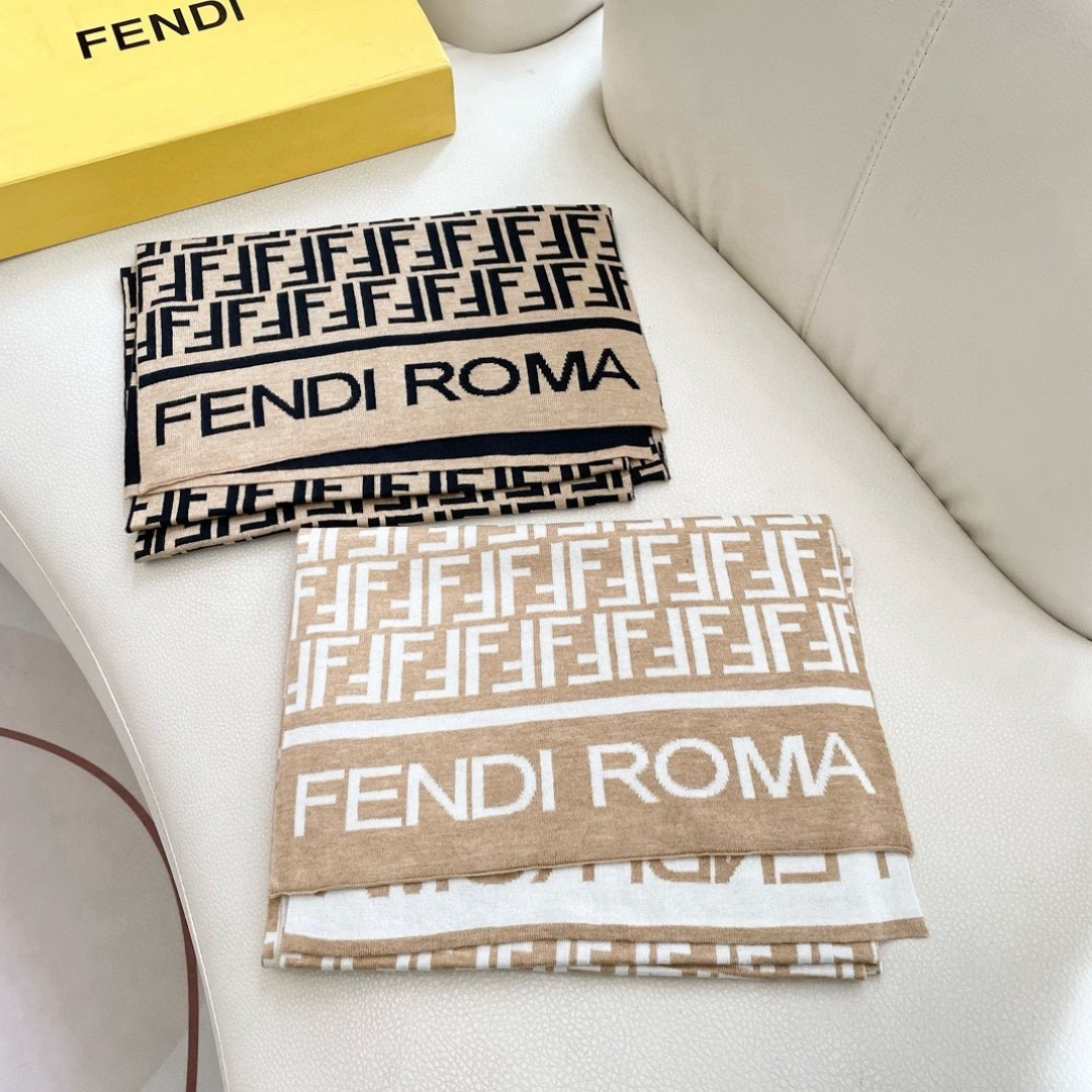 Fendi 펜디 로마 FF 로고 울 머플러 2